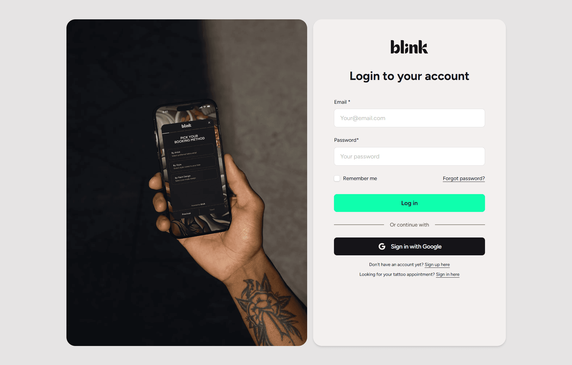 Booking infrastructure for Modern Tattoo Studio's